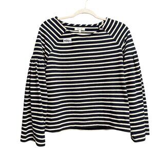 Madewell Womens XS Black Beige Striped Long-Sleeve Top